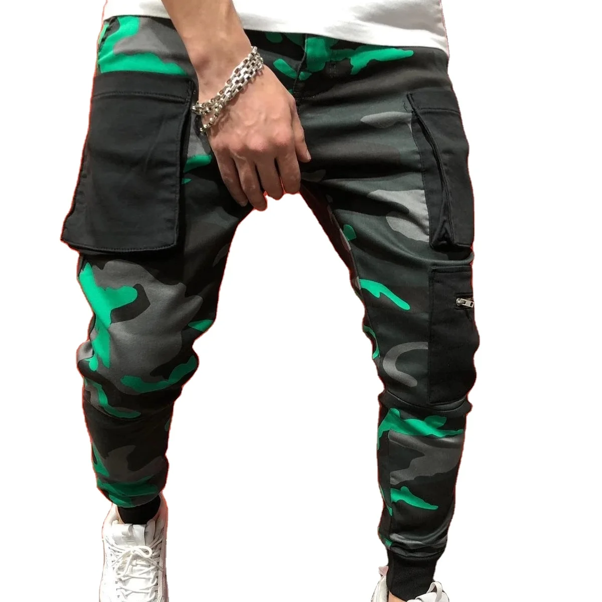 Спортивные облегающие камуфляжные брюки-карго в стиле хип-хоп Amazon Wish hot man, большие размеры, логотип клиента, 2019