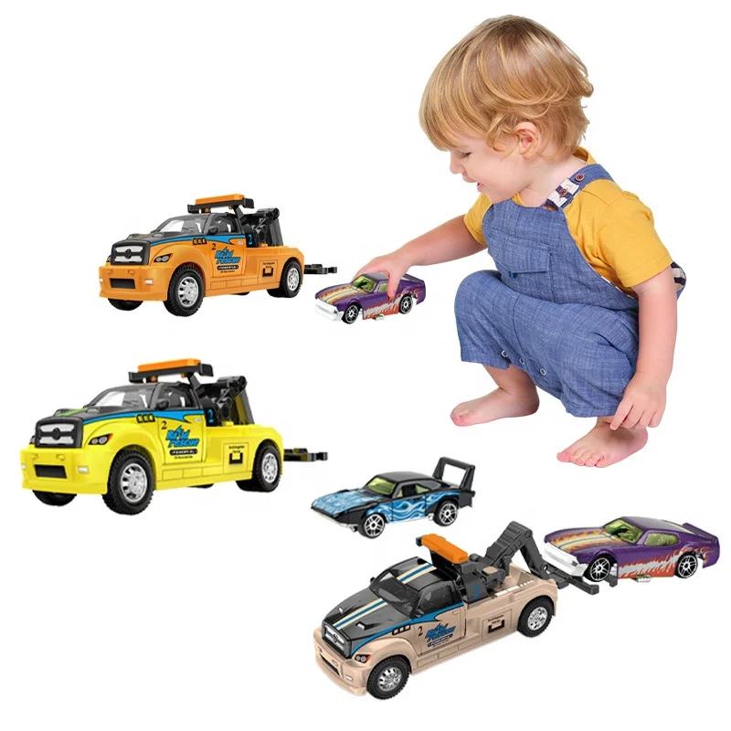 Custom Design Plastic Toy Car Eco-Friendly Toy Pull Back Vehicle Hot Sale Market Kids Toy Trailer With Mini Slide Car OEM/ODM