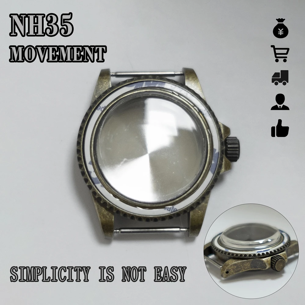 Electroplated copper color  316L stainless steel retro case  39.5MM  Suitable for mounting Japanese NH35/NH36 movement