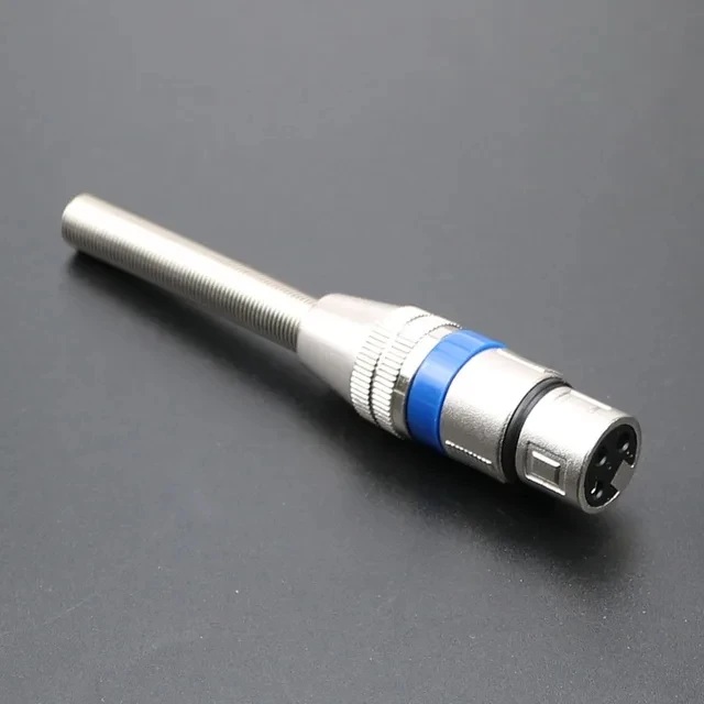 3Pin Female Male MIC Jack Plug Audio Microphone Cable Connector Blue Metal 3-Pin Connectors Adapter For Microphone KTV
