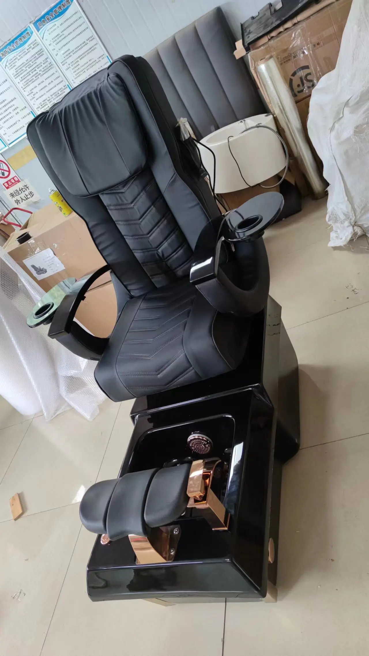 online celebrity Electric salon equipment black recliner economy full body pump manicure pedicure chair foot spa massage