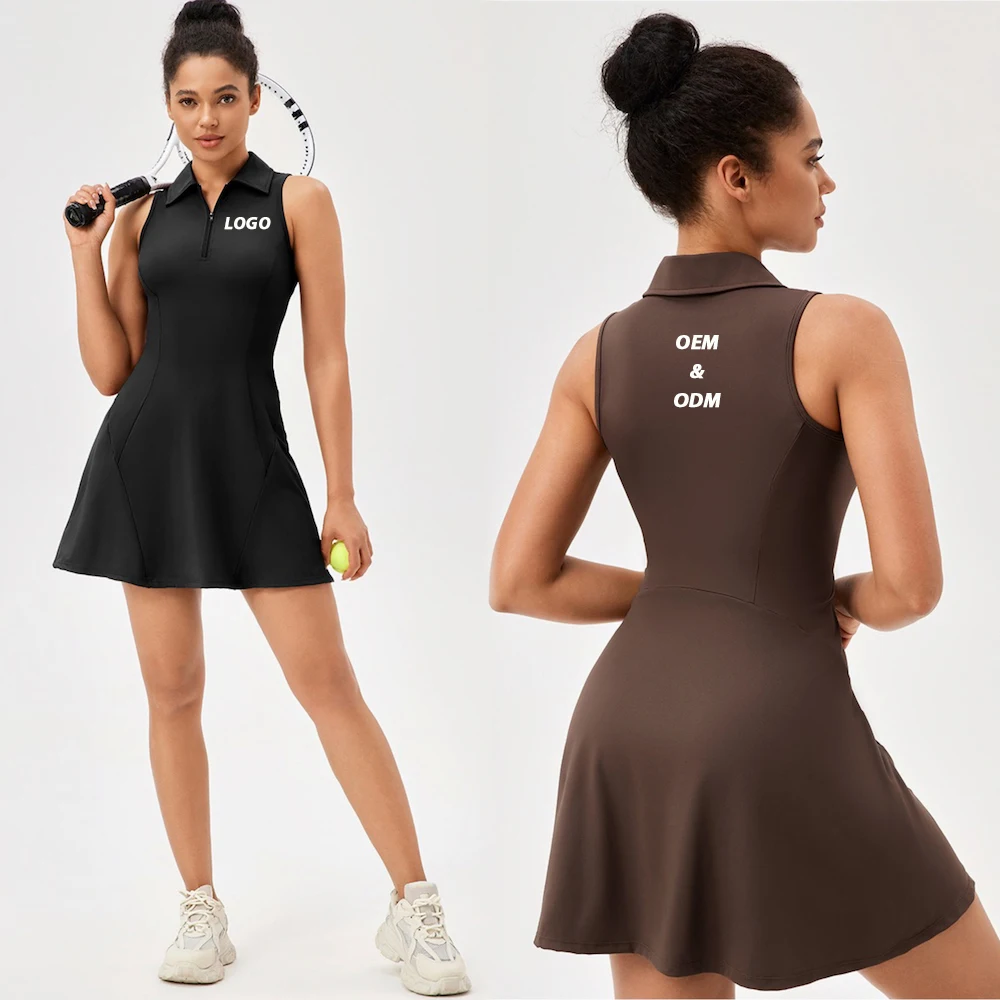 TianChen Sportswear Manufacturer New Design Plus Size POLO Neck Sports Gym Wear Quick Drying Yoga Golf Tennis Dress for Women