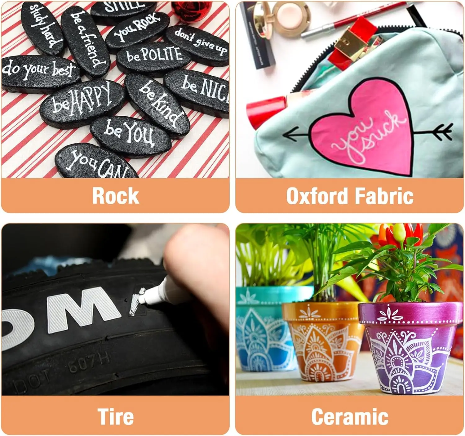 Toyo 12pk Oil-Based Waterproof Permanent Tire Paint Markers for Metal Surfaces Tire Black Paper Wood Plastic Rocks Fabric