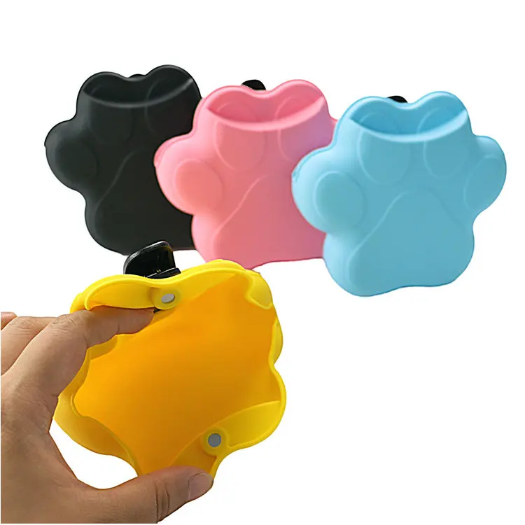 Amazon Custom Logo Food Grade Silicone Yellow Pet Dog Treat Training Pouch Silicone Dog Treat Waist Bags