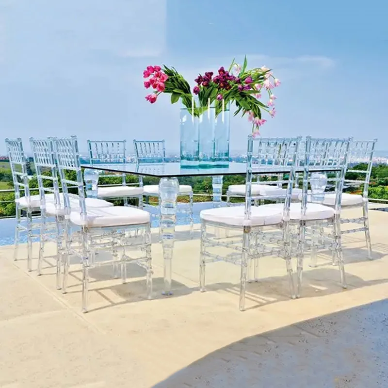 Оптовая продажа, прозрачные акриловые стулья Chiavari Tiffany для свадеб и банкета