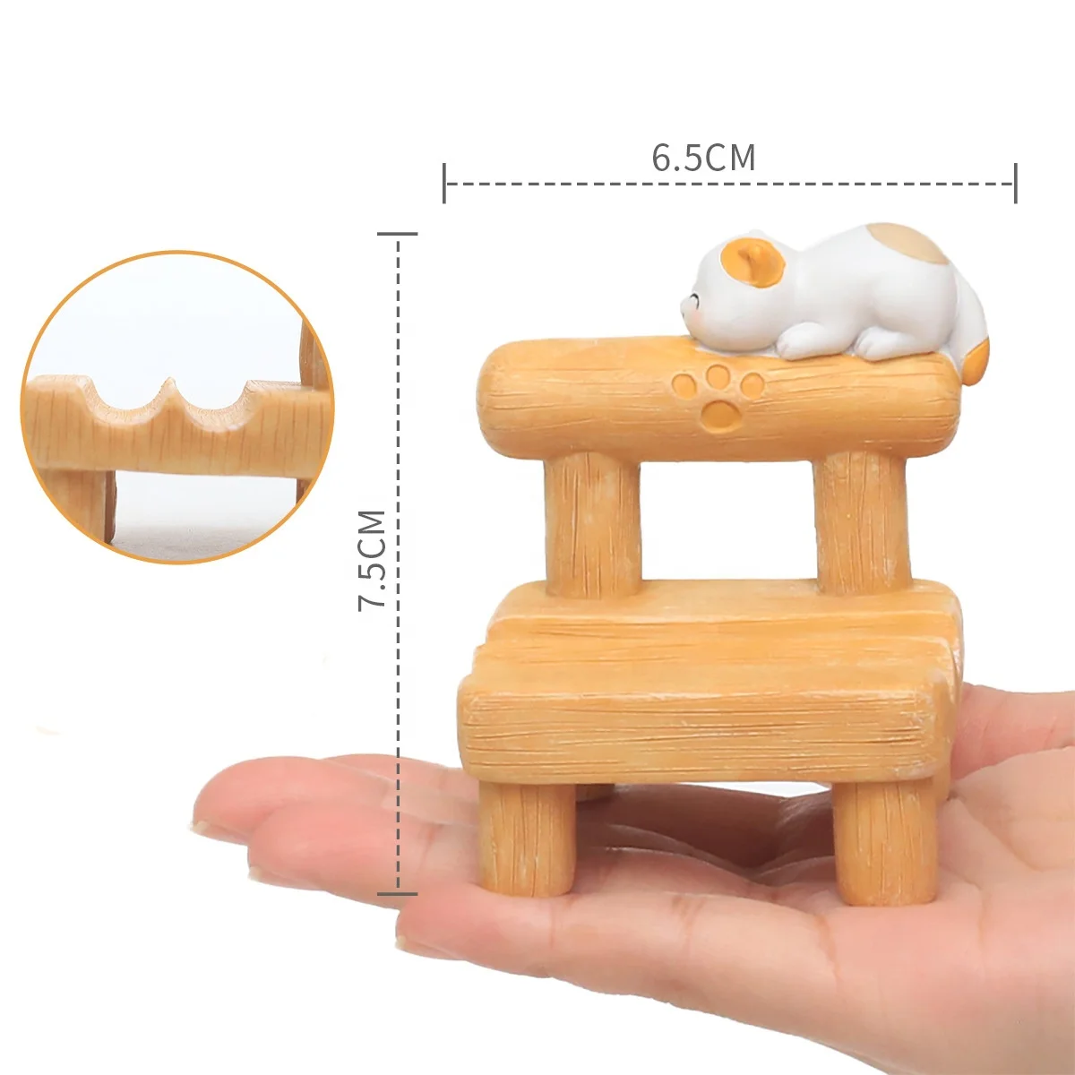 Cartoon Kitten Puppy Stool Cell Phone Stand Desktop Chair Mini Compact Micro Landscape Resin Crafts Decorative Ornaments