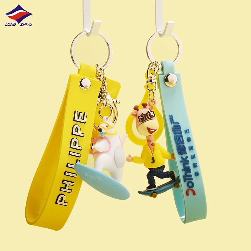 Longzhiyu 17 Years Factory 3D Custom Keychain Cute Animal Soft PVC Keyring Vivid Bag Charm for Gifts