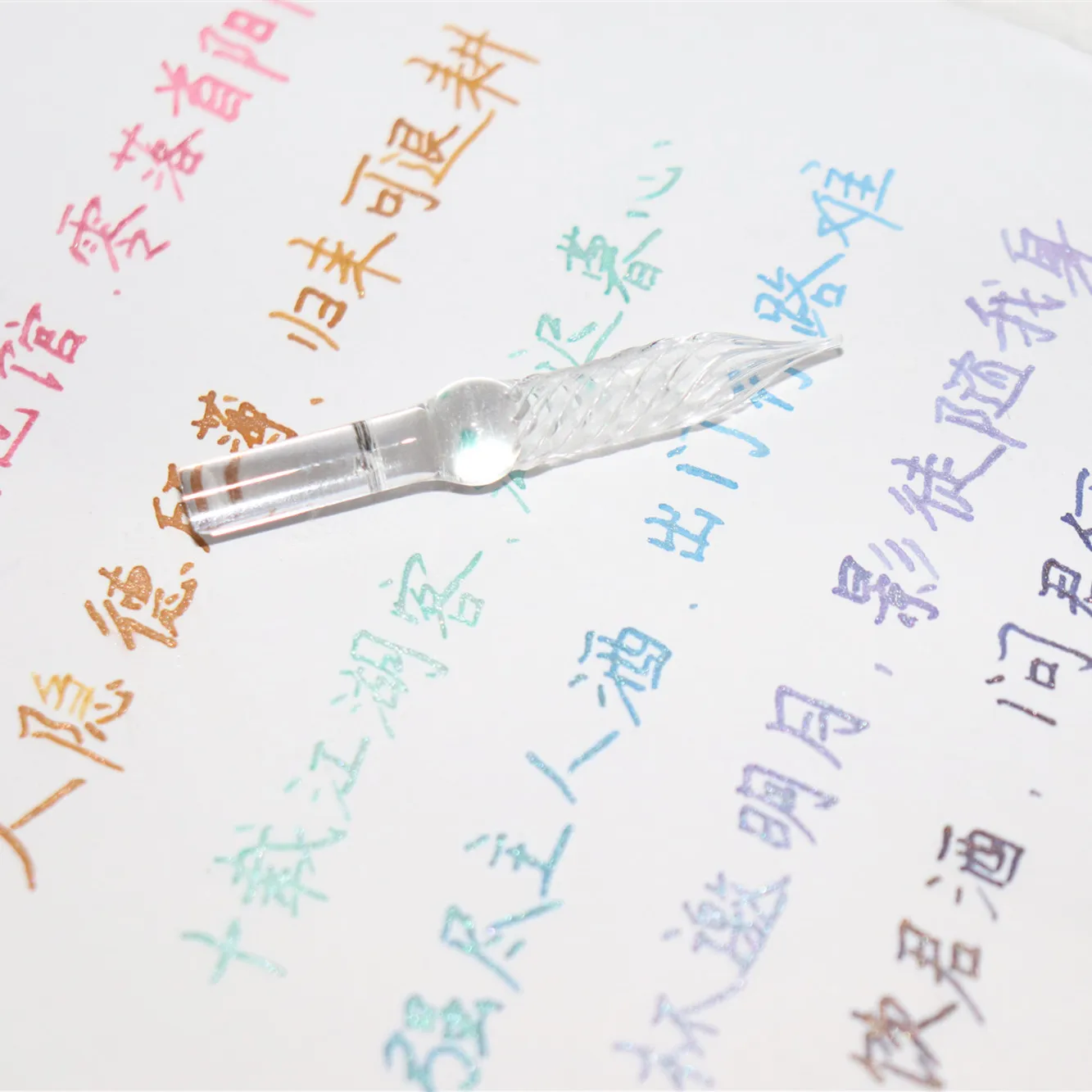 DIY Crystal Feather Pen Kits Self-assembly Glass Dip Pen Tip Woodturning Fountain Ink Pen Kit Glass Nib