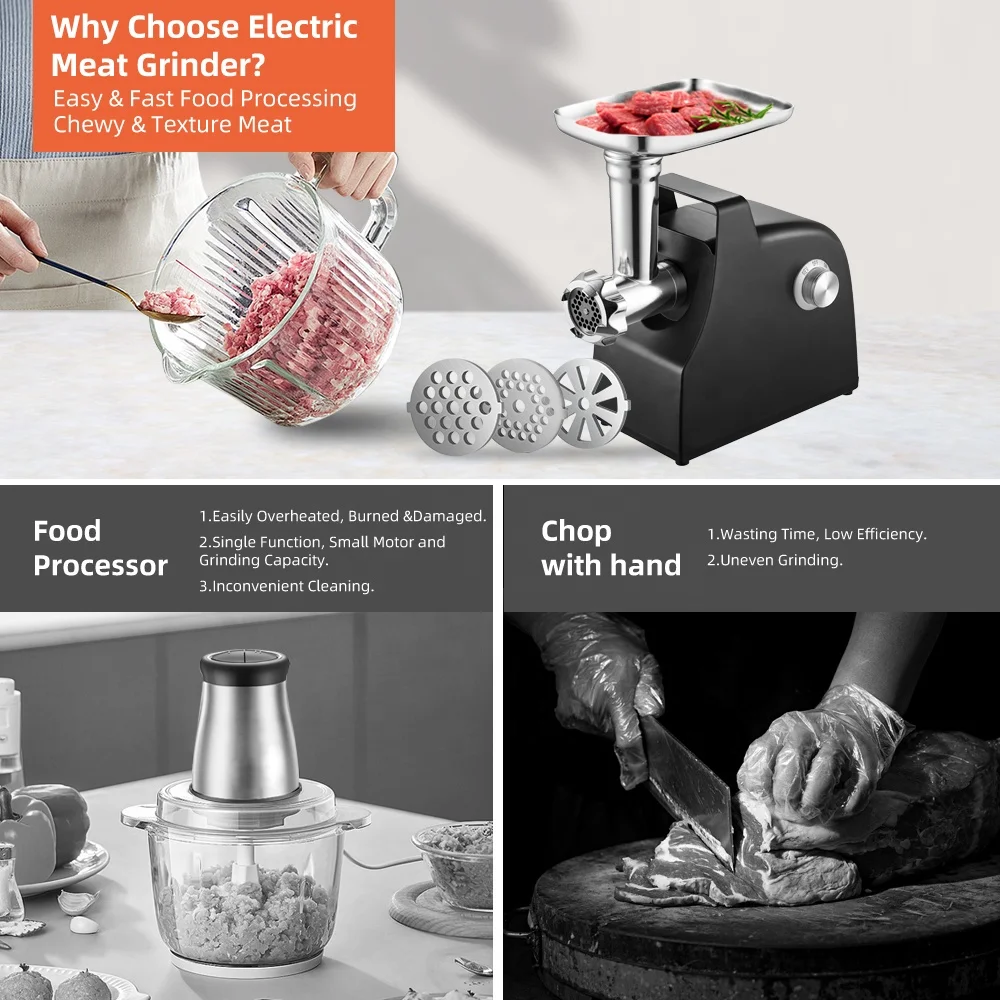 Home Use Meat Grinder Meat Mincer Grinder Machine Electric Meat Grinders & Slicers OEM ODM ABS Kitchen Gadget Free Spare Parts