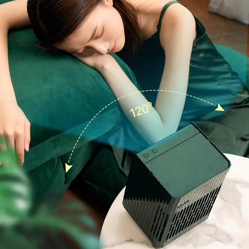 Cool Small Camping Fan USB Portable Rechargeable Stand Mini Table Fan Air Conditioner Mist Air Cooler Fan