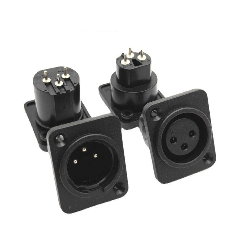 XLR Female male Jack 3 Pin core Panel Mount Jacks  CANNON FSocket Connector Silver Metal Housing small foot card dragon seat