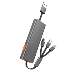 Metal TPE storage and portable cable 3 in1 Usb Charging Cable 2.1A Mirco Type C 8 pin for Android Samsung Huawei Mobile Phone