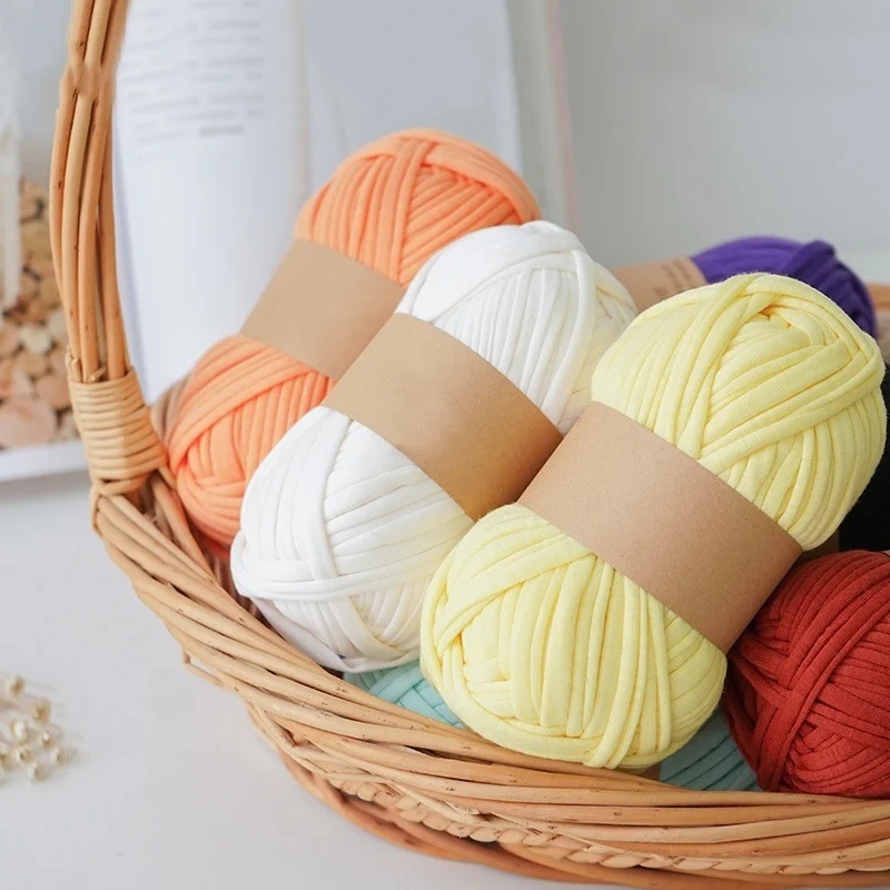 Hand-woven bag cushion tapestry diy crochet recycled t shirt yarn for handmade bag