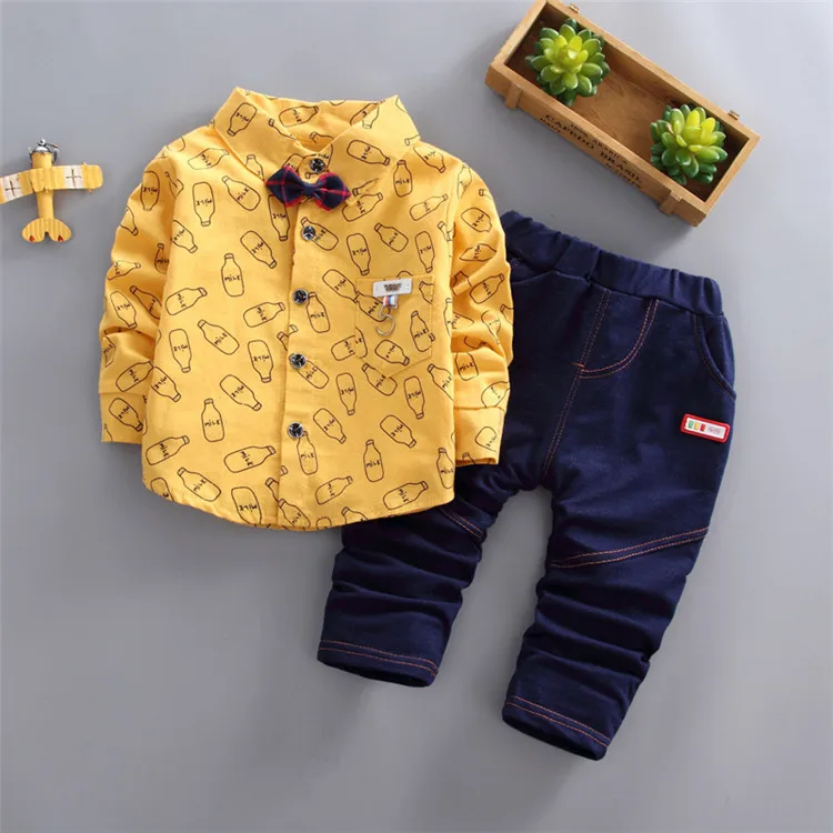 Children Boutique Clothes Set Toddler Boys Clothing Long Sleeve Shirt and Jeans Kids Sets