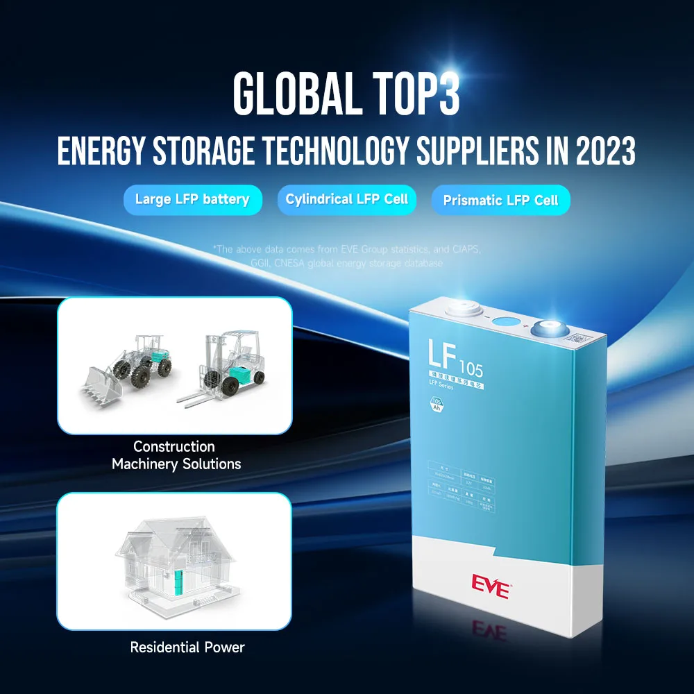 EVE EU Stock LF105 LFP Batteries 4000 Cycle 3.2v 100ah lifepo4 105ah battery cell for Solar System lifepo4 battery cell