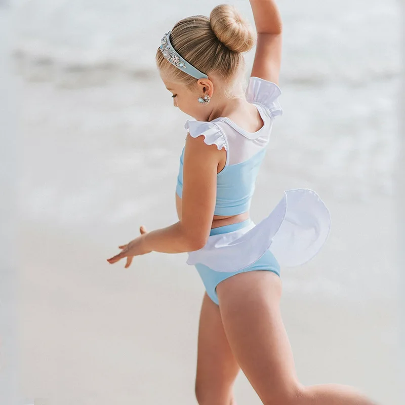 New Baby Girl Princess Swim Suit Summer Child Swimwear Bathing Suit Kid Swimming Clothing Ruffle Baby Hawaii Suit 2-10Y