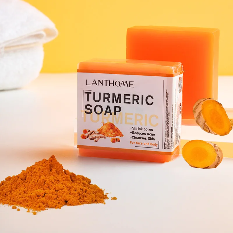 Manufacturing Toilet Soap Anti Acne Dark Spots Removal Natural Organic Handmade Ginger Turmeric Soap Bar
