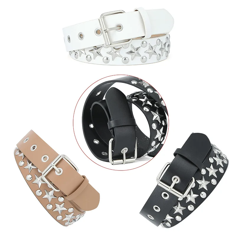 Popular Y2K Star Studded Rivet Belt Punk Rock Metal Rivet PU Leather Belt For Men Women Unisex
