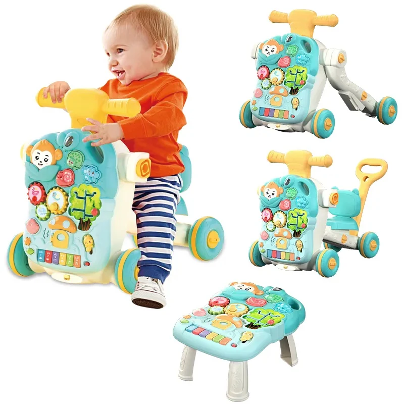 2023 New 4 In 1 Infant Game Table Multifunctional Push Car Toddler Baby Walker