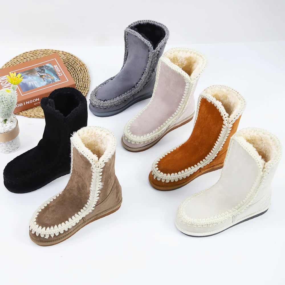 2021 New Fashion Women White Fur Boots Outside Ankle & Bootie Winter Fur Snow Boots