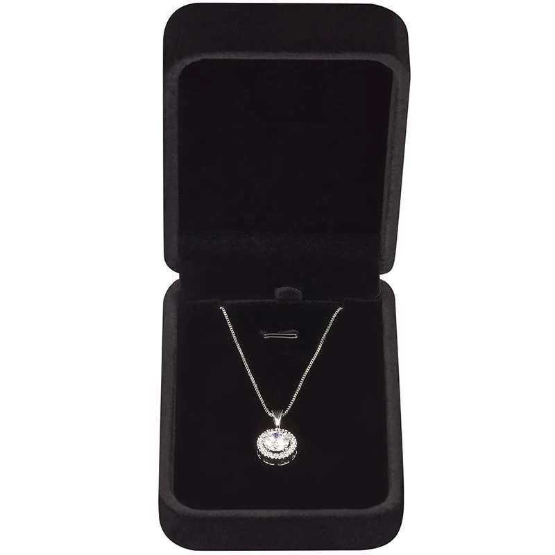 Black Velvet Pendant Necklace Case Classic Jewelry Gift Box for Wedding Christmas Birthday Gift Displays Showcases Boxes