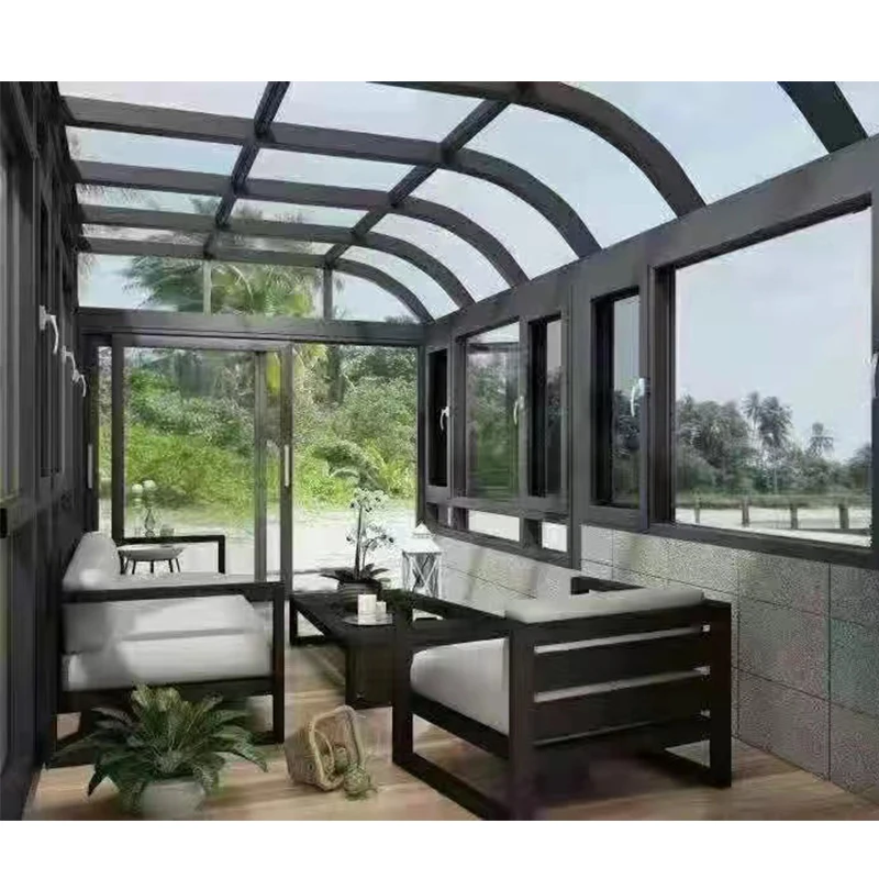 Large Outdoor Aluminium frame Glass House Triangle roof Garden Room Insulated Conservatory Sunroom