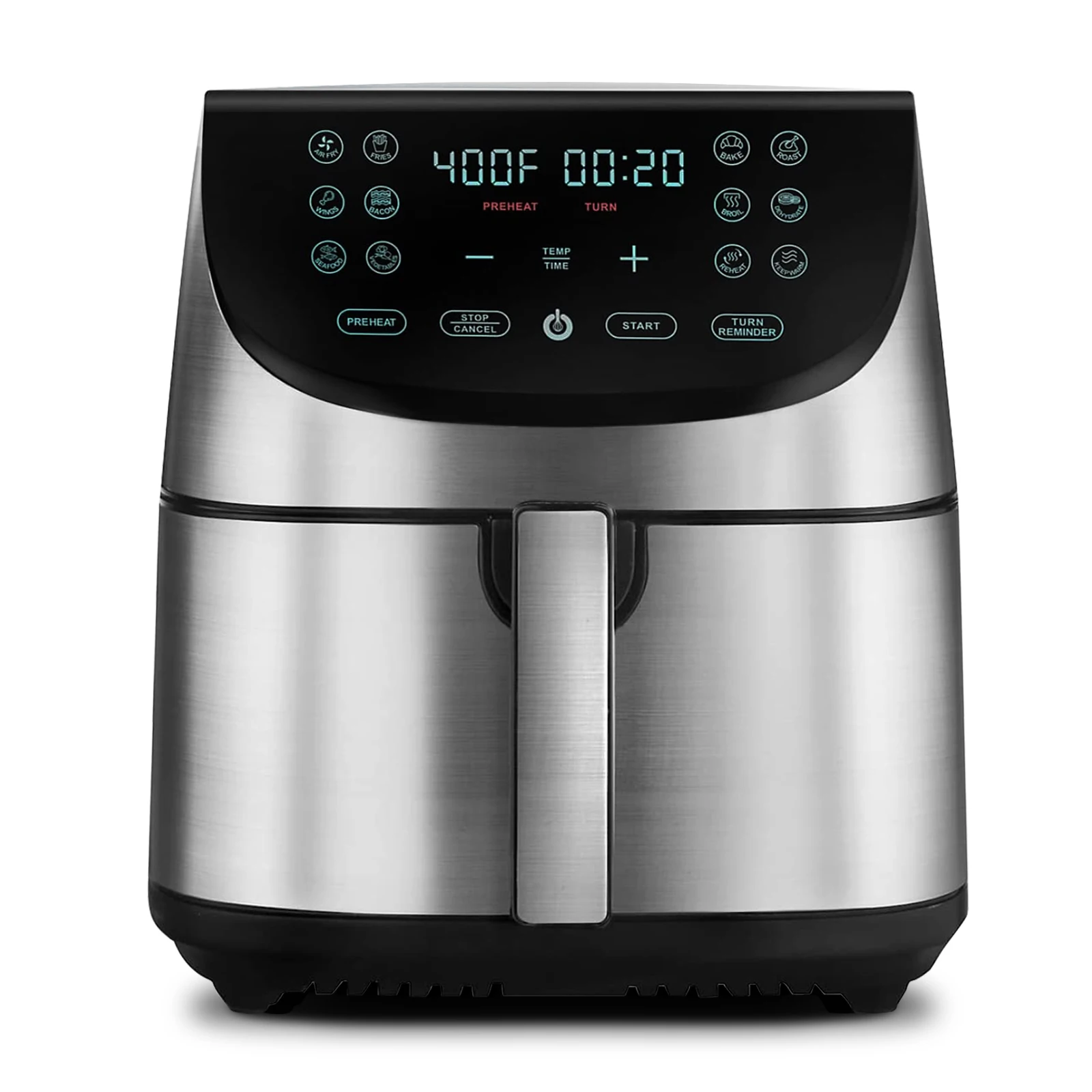 Digital Air Fryer, One-Touch Control Adjustable Time And Temperature, Fry With 98% Less Oil, LED Shake Reminder
