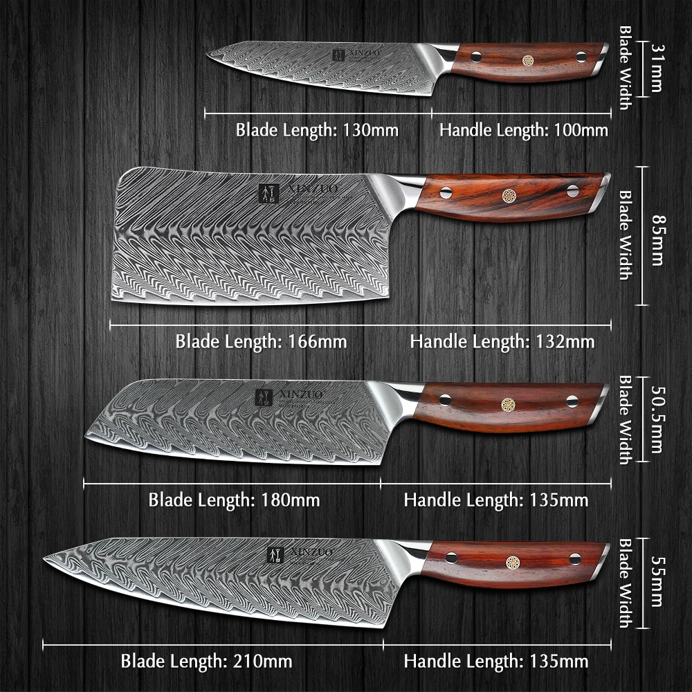 5 PCS 67 Layers Japanese Damascus Steel Chef Knife Super sharp Kitchen Knives Set Rosewood handle