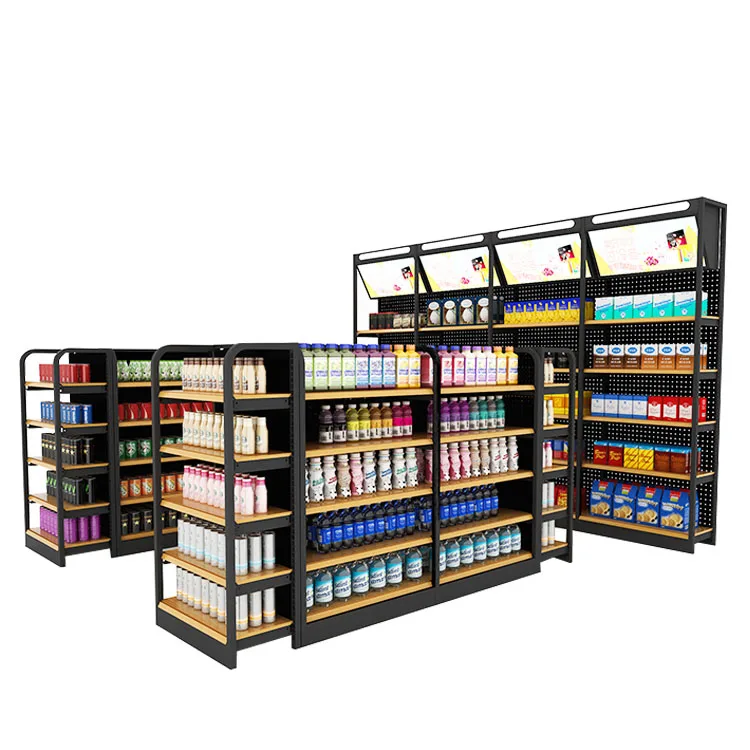 Meicheng Supermarket Shelves Double-Sided Display Shelves Modern Convenience Store Rack Back Hole Supermarket Display Shelves
