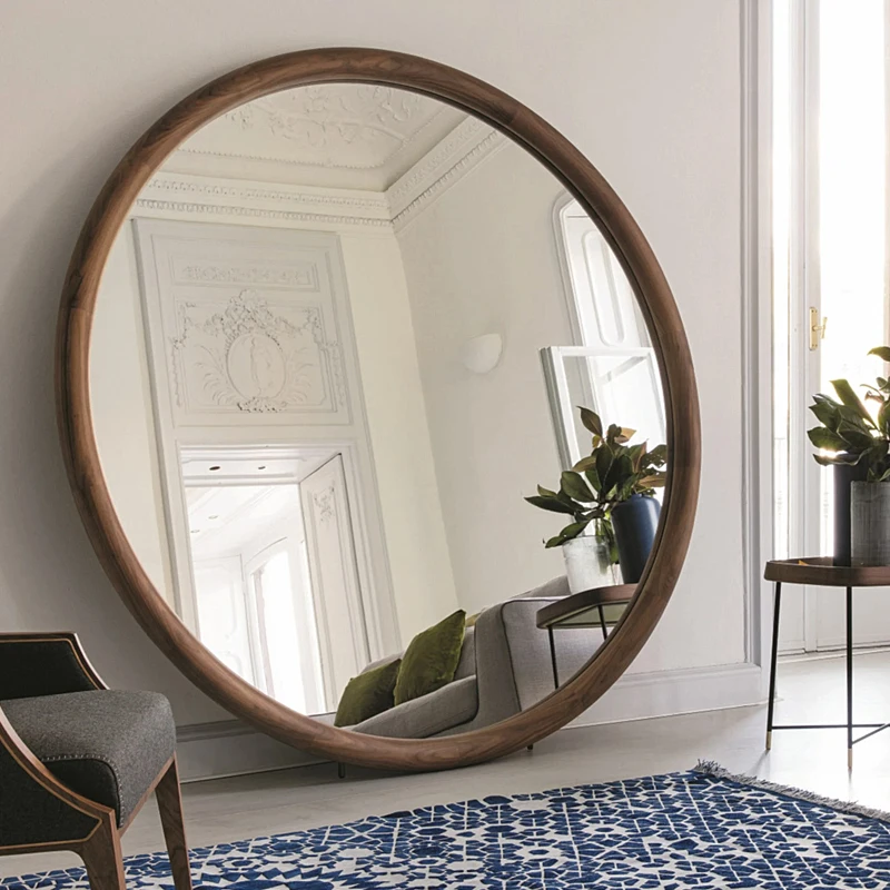 Round Wall Mirror Wooden Frame Design Craft Pine Decorative Mirror Garden Wholesale Living Room Espejo Miroirs Wood Wall Mirror