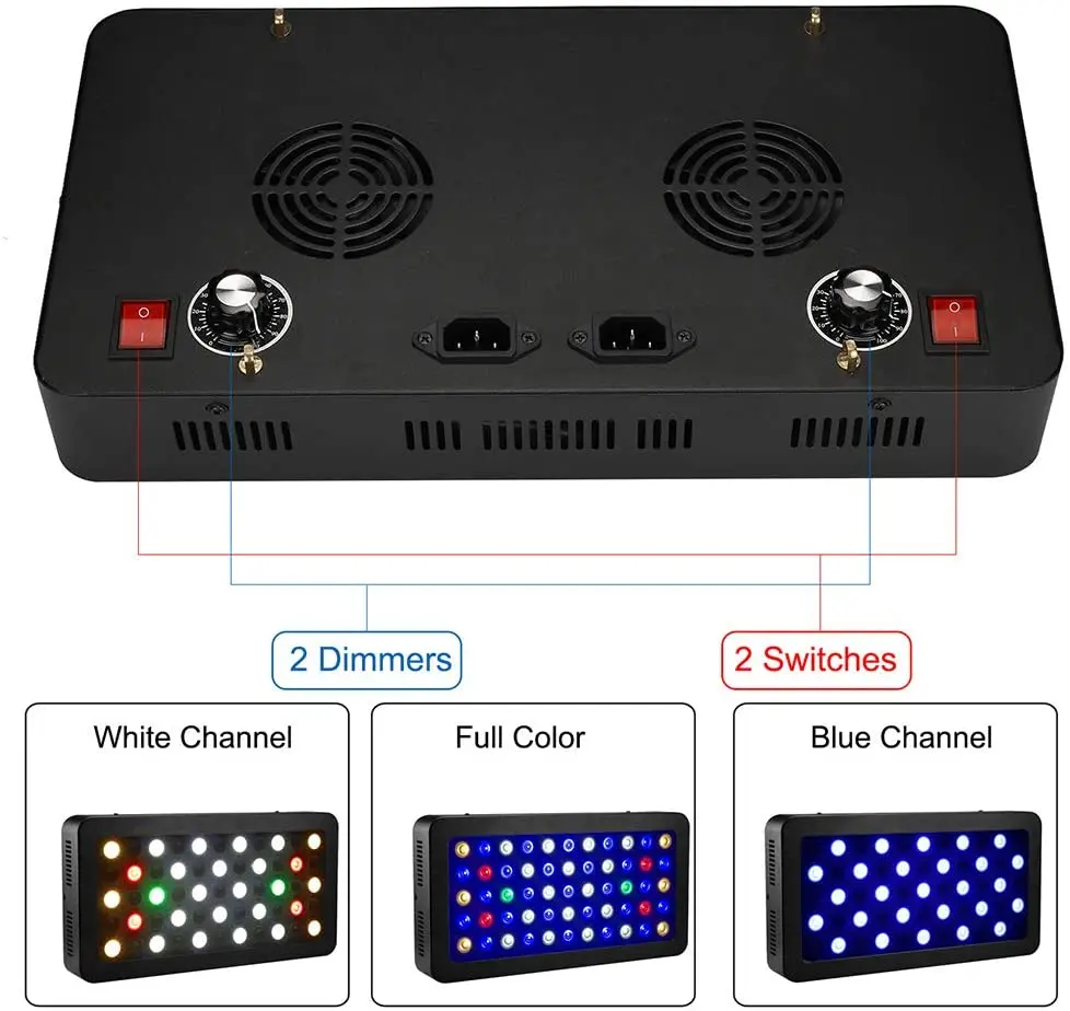  165W LED морской аквариумная лампа для коралловых рифов полный спектр затемнения освещения аквариума белого и голубого