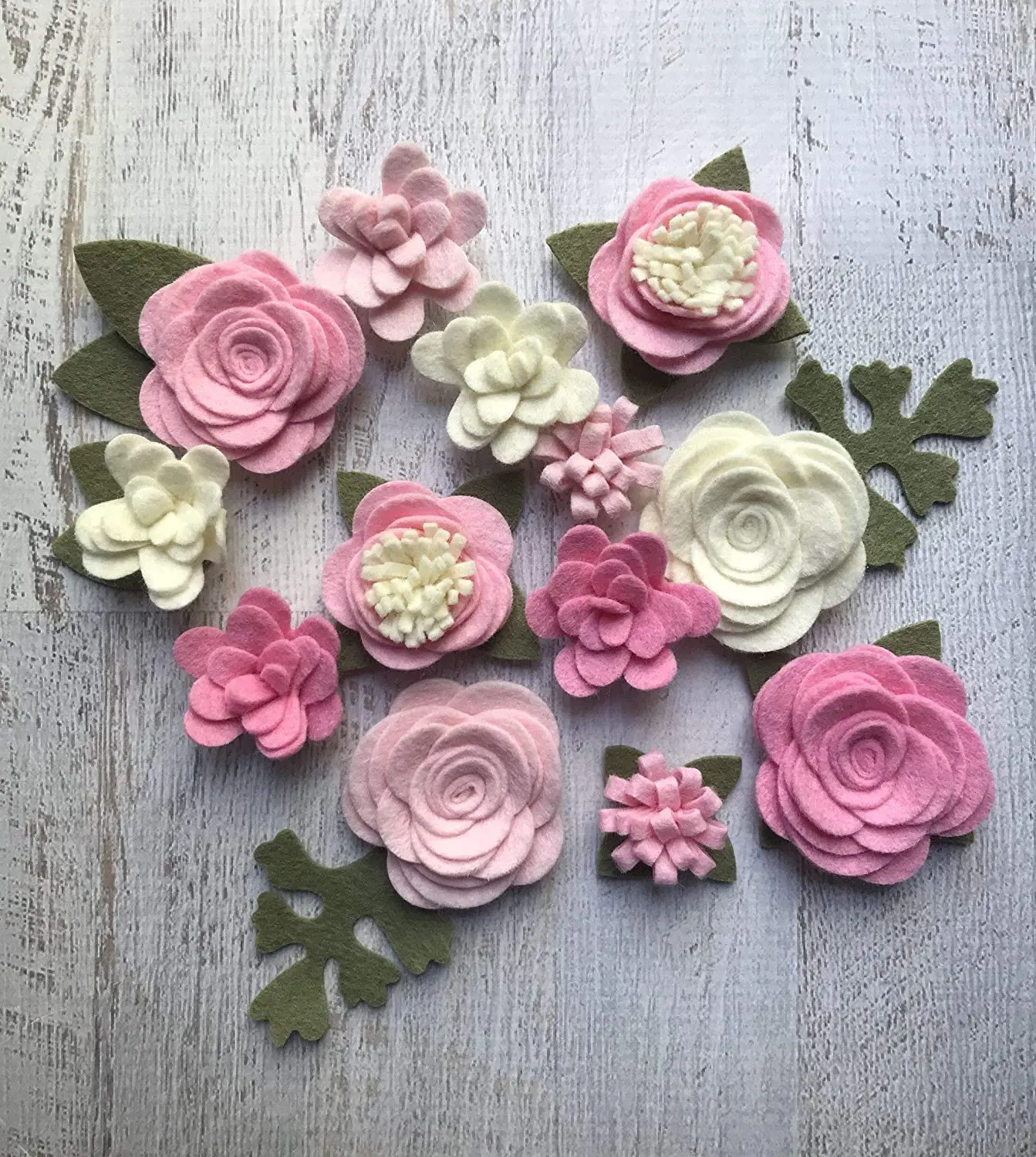 Wool Felt Flowers DIY Christmas Flower Embellishment - Wreaths, Garlands, Headbands