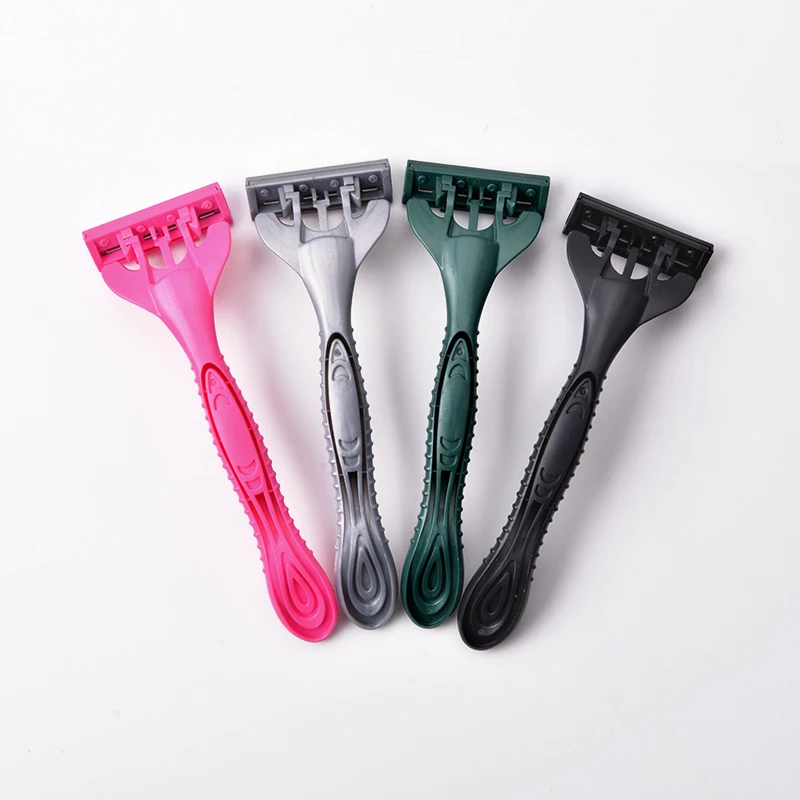 Pivoting head   triple  blade disposable razors modelling blade