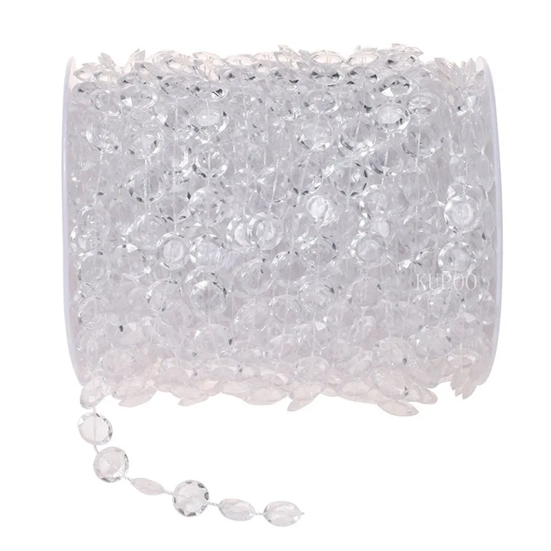 
Hongzhi Wholesale 99FT 30m Crystal Clear Bead Garland Acrylic Chandelier Hanging Garland For Wedding Decor 