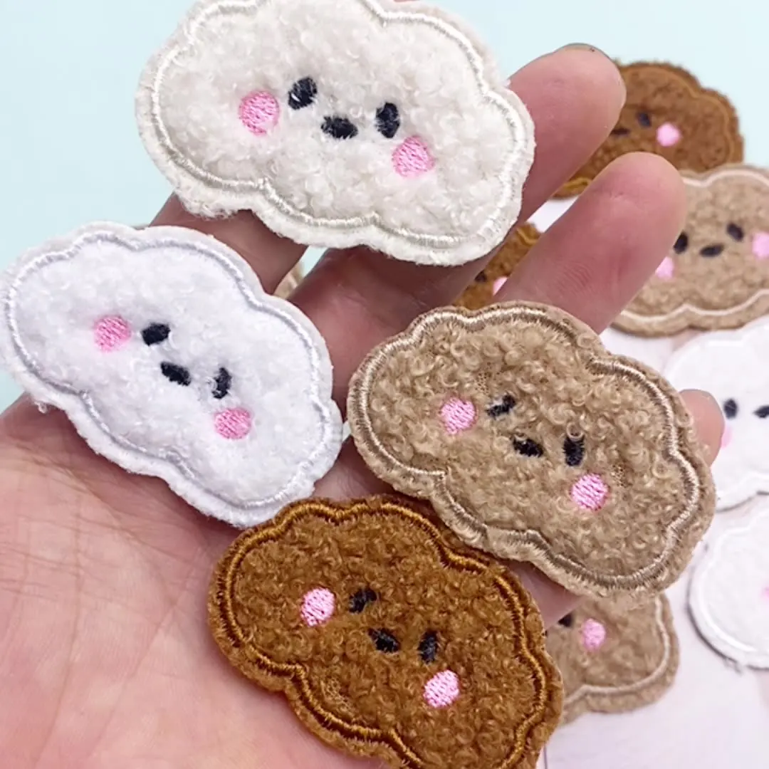 Iron On Patches Custom Clothes Accessories Cute Self Adhesive Garment Embroidered Badge Embroidery Patch Cloudy Chenille Patches