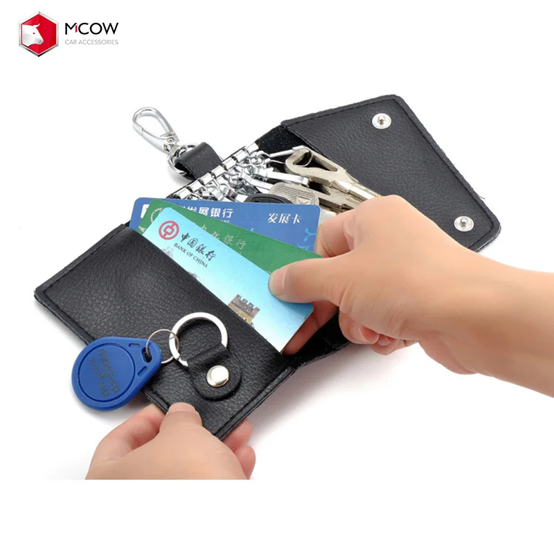 
Mcow Wholesale Price 6 Rings Holder Leather Custom Cheap Car Key Coin Pouch 