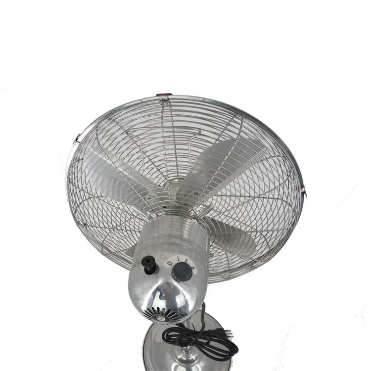 Oscillating stainless steel base gold silver strong power 14 Inch 4 metal blade large industrial stand pedestal fan