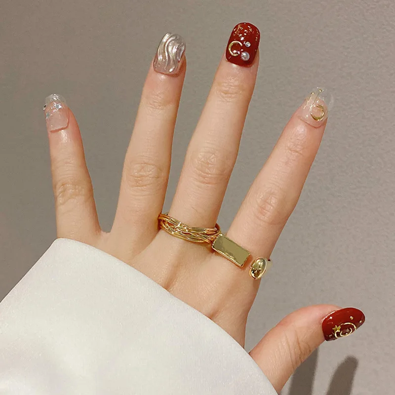 HOVANCI Gold Plated Adjustable D Letter Initial Fashion Korean Designer Finger Split Ring Rings Jewelry for Lady Women Gift