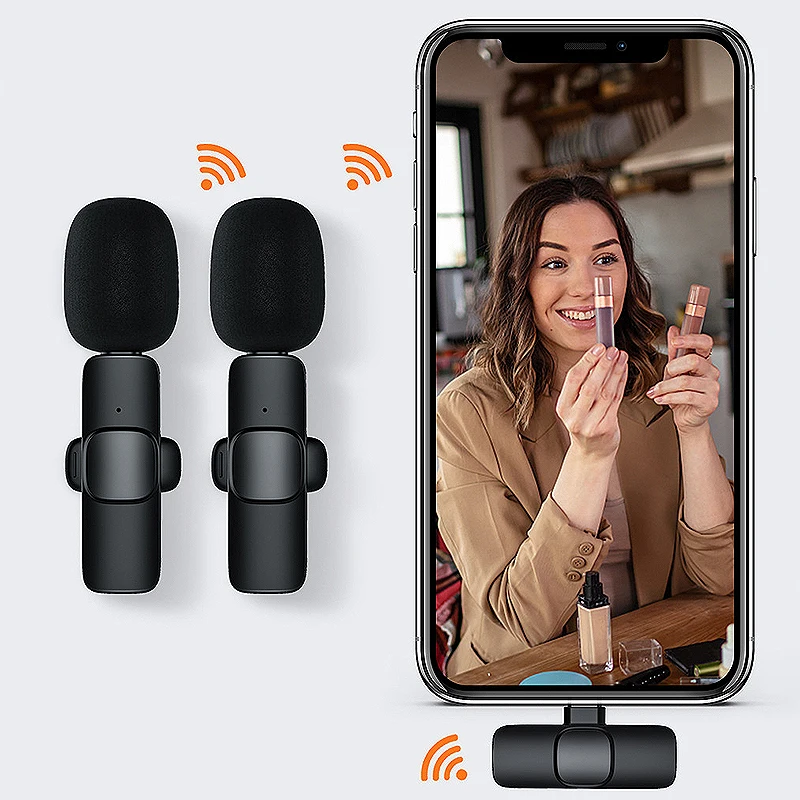K9 New Live Noise Cancelling Wireless Clip Recording 2.4Ghz Microphone Bee Lavalier Microphone for Smartphone USB Type-c
