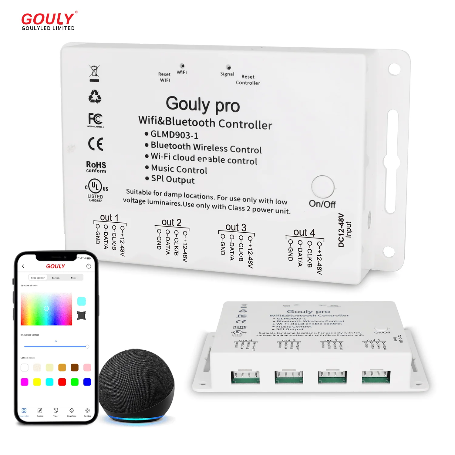 Gouly пиксельный светодиодный контроллер wifi bluetooth 2 в 1 синхронизированный воспроизведение rgb rgbww rgbcw rgbw светодиодный контроллер