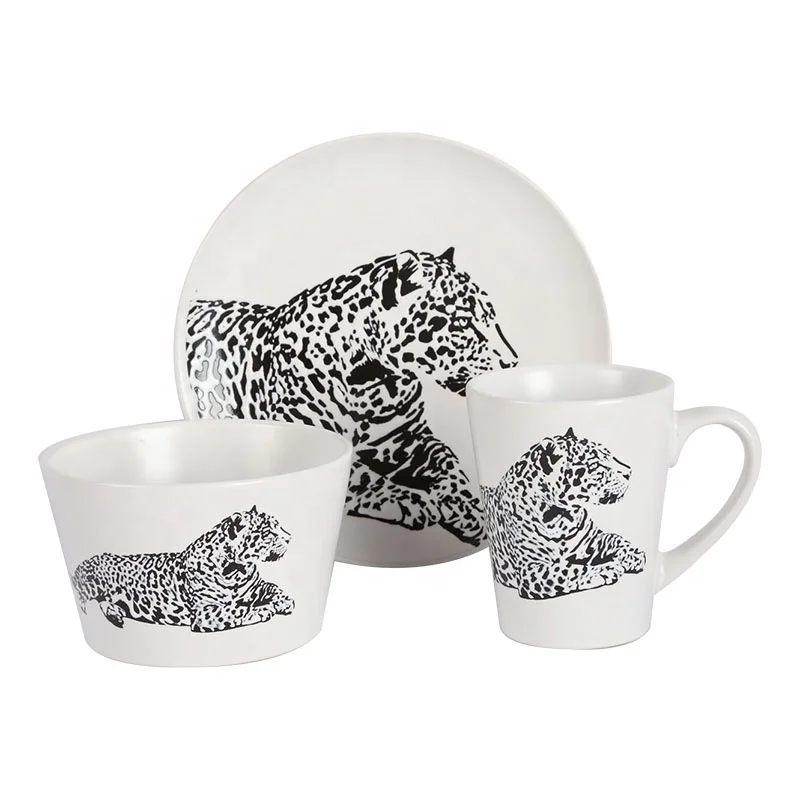  New animal Zebra Leopard Tiger pattern series dinnerware set home dining room ceramic tableware Plates Bowls