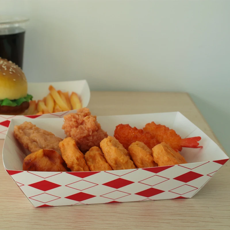 Carnival Durable Coated Paperboard Basket Grease Resistant 3 Lb Concession Stand Treats Hot Dogs Ice Cream Paper Food Trays