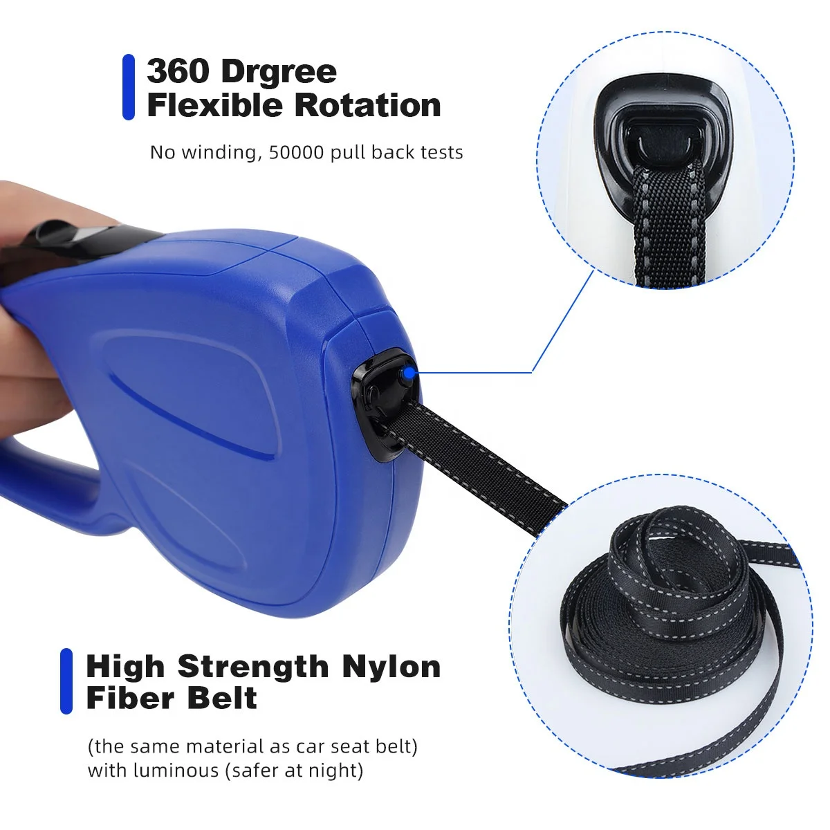 Manufacturer Customized High Quality New Style  Pet Rope Retractable Dog Leash