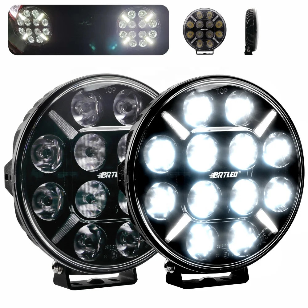 24V drl dual position spotlight light round led driving light R112  truck car utv atv  9 inch led driving light