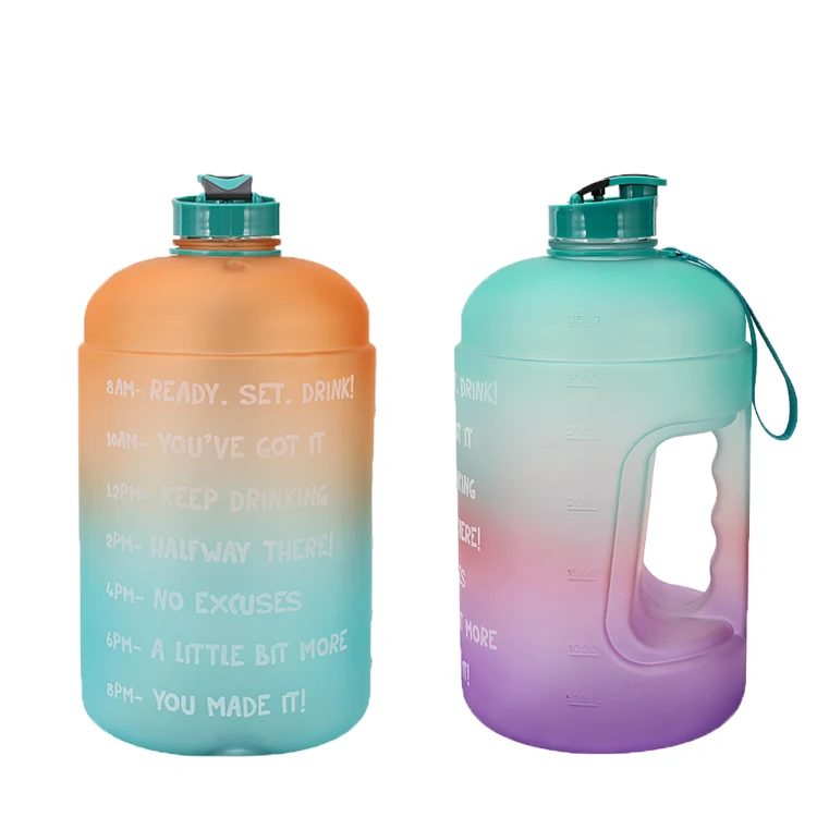 
3.78L Large Capacity motivational Water Bottle PETG Plastic Time Marker Fitness for sport GYM custom packing logo 