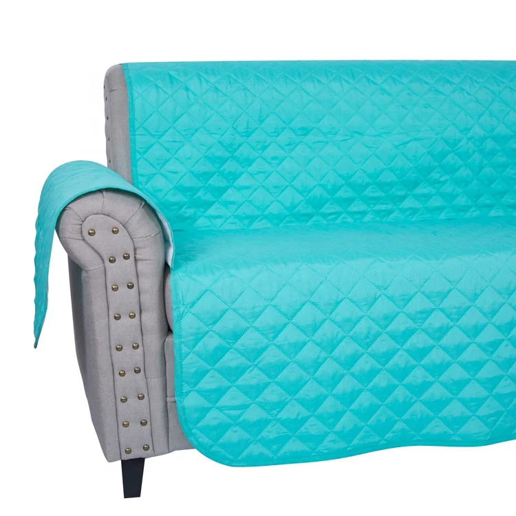 Polyester quilted waterproof sofa cover sofa slipcover furniture protector custom  couch cover with elastic straps for pets