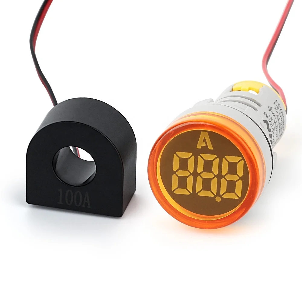 NIN yellow round din rail diqital ac analog panel ammeter 30a