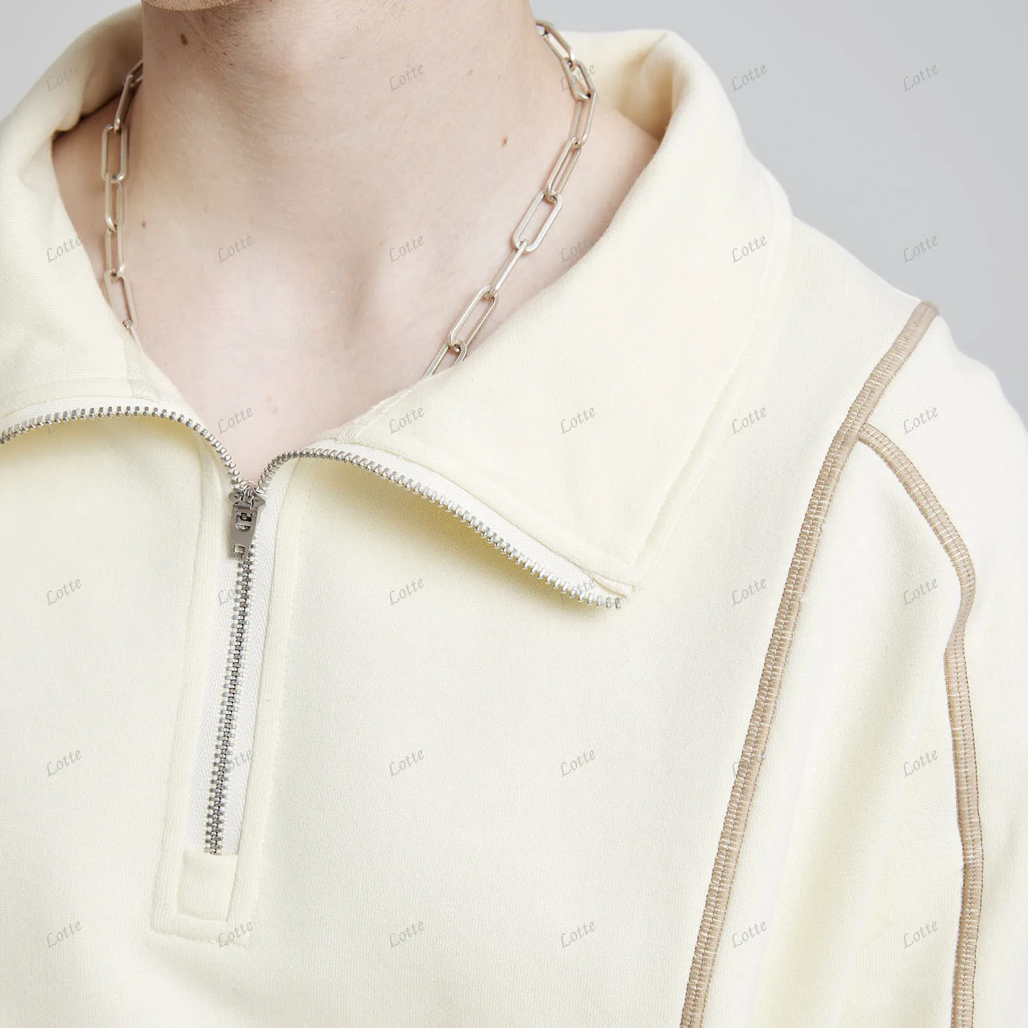 Custom Logo Korean Vintage Distressed Streetwear Half Zip Hoodie Washed Oversized Drop Shoulder Sweatshirt With Zippers