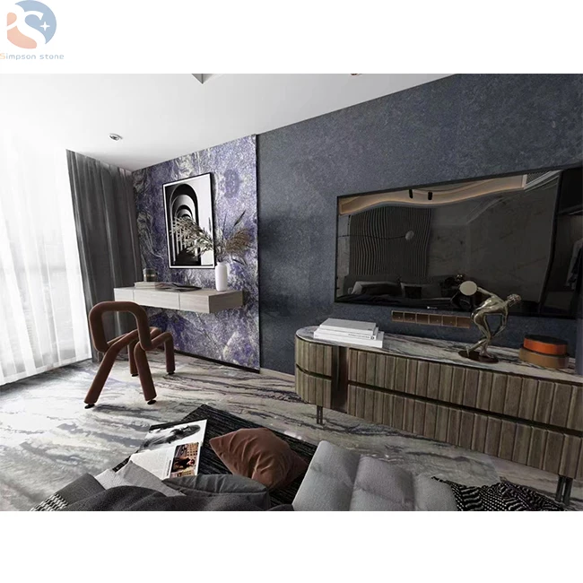 Onyx Luxury Hight Grade For Wall TV Background  Slabs Tiles losas backlit Sky Blue Onyx Marble