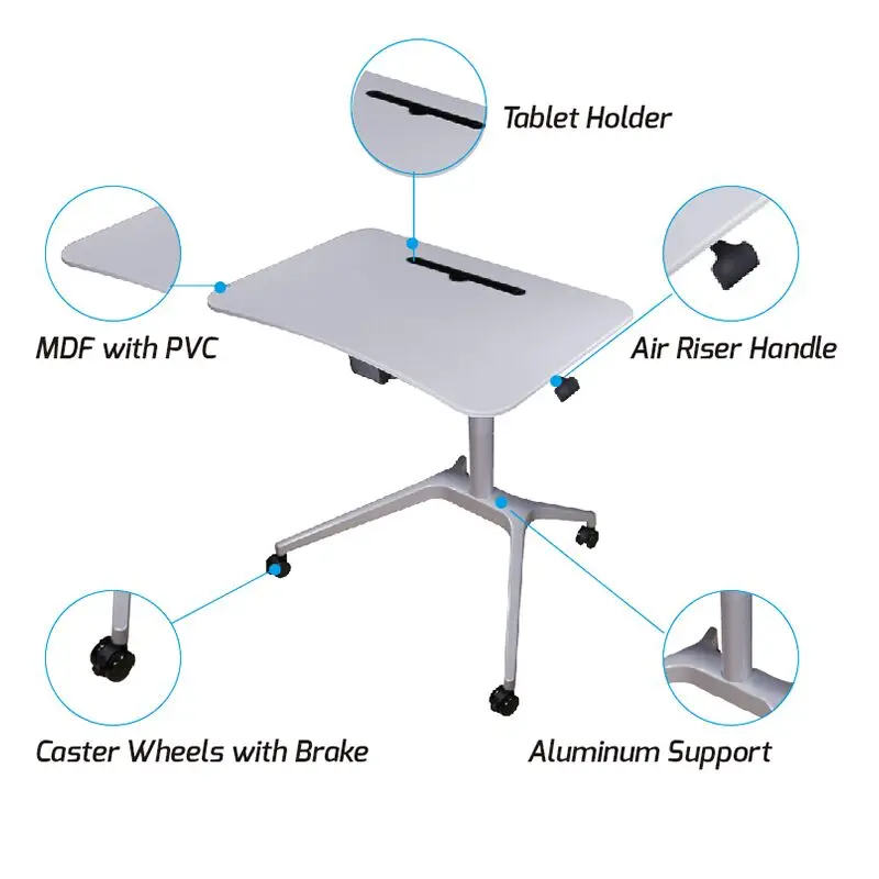Best Selling Gas Spring Adjustable Sit Stand Laptop Workstation Computer Cart Mobile Standng Desk